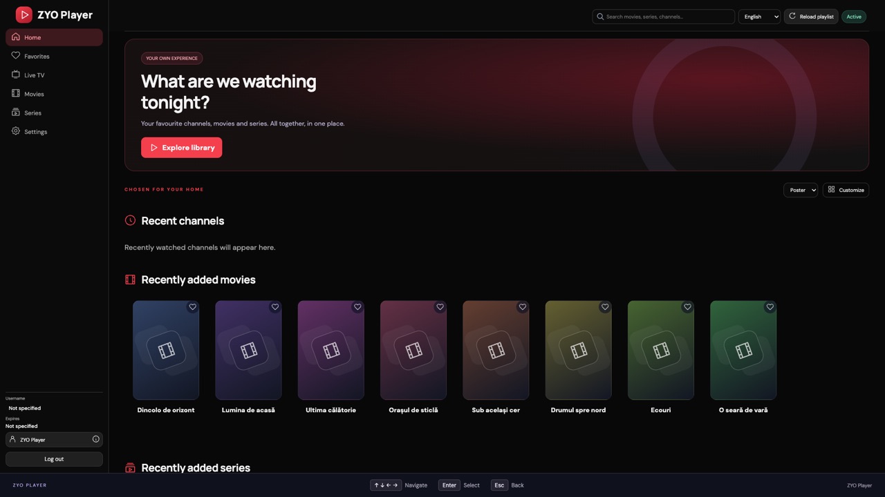 ZYO Player: Home with your rows