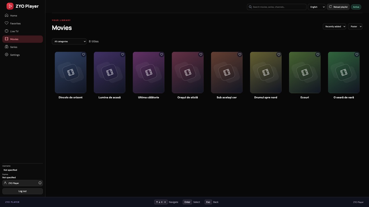 ZYO Player: Movies with posters